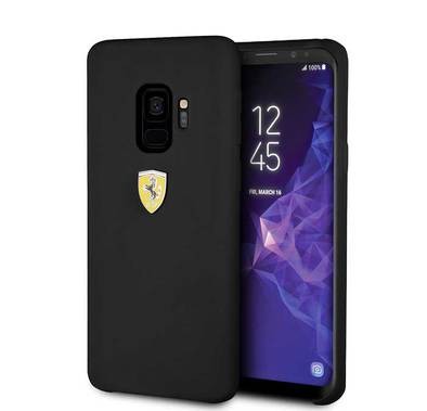 CG MOBILE Ferrari SF Silicone Phone Case Compatible for Samsung Galaxy S9 | Protective Mobile Case Officially Licensed - Black