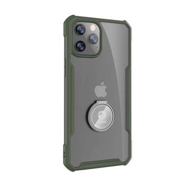 Green Lion Stylishly Tough Shockproof Case with Ring Anti-Shock Case Anti-Scratch Clear Hard PC + Metal Can work with Magnetic car phone holder (iPhone 12 Mini 5.4") - Green