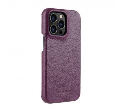 Melkco Back Snap Series Lai Chee Pattern Premium Leather Snap Cover Case for Apple iPhone 13 Pro (6.1") - (Purple LC)