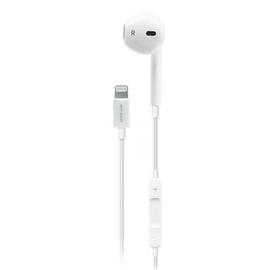 Green Lion Mono Earphones with Lightning Connector, Aux Connector with High-Clarify Mic, Headphone Volume Control, Wired Headset - White