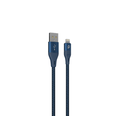 Porodo Aluminum Braided Lightning Cable 1.2M 2.4A - Blue