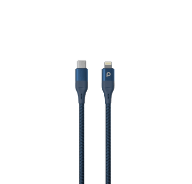 Porodo Braided USB-C to Lightning Cable 1.2M 9V Aluminum - Blue