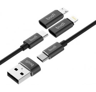 Budi 6 in 1 Charge/Sync Cable 2.4A / 0.6M - Black