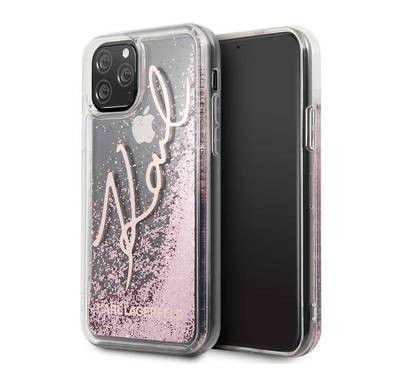 Karl Largefeld Transparent Glitter Signature For iPhone 11 Pro - Rose Gold