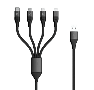 Type-C Lightning Cable Porodo PD-LLCMBR-BK Aluminum Braided Cable - Black