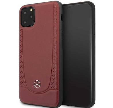 Mercedes-Benz Leather Hard Case Perforation For iPhone 11 Pro Max - Red