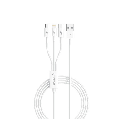 Devia Smart Series 3 in 1 Quick Charge Cable 1.2M 3A - White