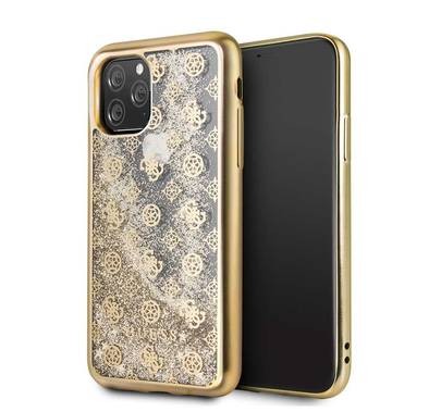 CG MOBILE Guess 4G Peony Liquid Glitter TPU Phone Case Compatible with iPhone 11 Pro Max (6.5") Soft TPU Mobile Case, Anti-Scratch Officially Licensed - Gold