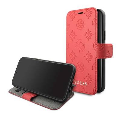 CG MOBILE Guess 4G Peony Booktype PU Leather Phone Case Compatible for iPhone 11 (6.1") Mobile Case with Card Holder Inside Officially Licensed - Red