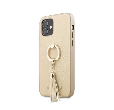 CG MOBILE Guess PC/TPU Saffaino Collection Hard Phone Case with Ring Stand Compatible for iPhone 12 Mini (5.4") Drop Protection Mobile Case Officially Licensed - Beige