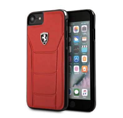 CG MOBILE Ferrari Heritage 488 Genuine Leather Hard Phone Case Compatible for iPhone 7 / 8 | Shock & Scratch Resistant Mobile Case Officially Licensed - Red