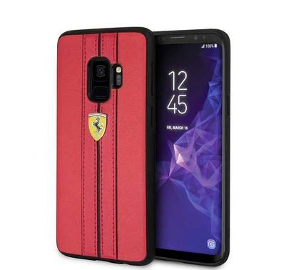 CG MOBILE Ferrari On Track PU Leather Hard Phone Case Compatible for Samsung Galaxy S9 | Protective Mobile Case Officially Licensed - Red