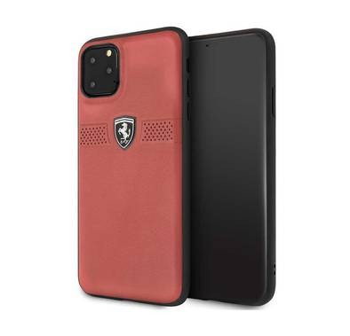 CG MOBILE Ferrari Off Track Grained Leather Phone Case for iPhone 11 Pro Max (6.5") Mobile Case Suitable with Wireless Chargers Officially Licensed - Red