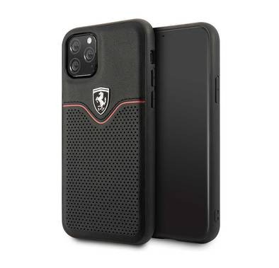 CG MOBILE Ferrari Leather Hard Phone Case Victory Compatible for iPhone 11 Pro (5.8") Shock Resistant Mobile Cover Officially Licensed - Black