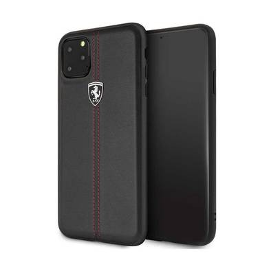 CG MOBILE Ferrari Off Ferrari Vertical Stripe Leather Hard Phone Case Compatible for iPhone 11 Pro (5.8") Scratch Resistant Mobile Case Officially Licensed - Black