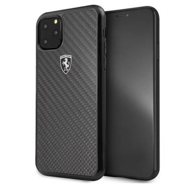 CG MOBILE Ferrari Heritage Real Carbon Hard Phone Case Compatible for Apple iPhone 11 Pro Max (6.5") Anti-Scratch Mobile Case Officially Licensed - Black