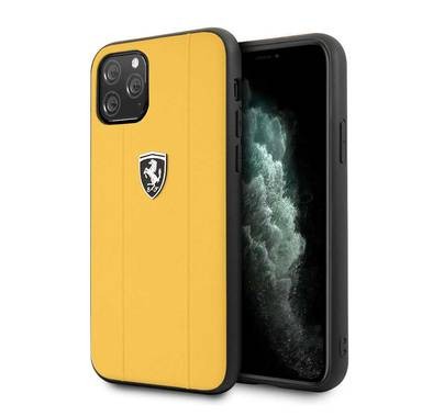 Ferrari Off Track Embossed Metal Logo Leather Case for iPhone 11 Pro - Yellow