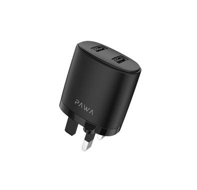 Pawa Solid Travel Charger Dual USB Port 2.4A-Black