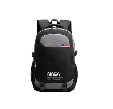 NASA Oxford Backpack 300D Material , USB Charging Port - Black 