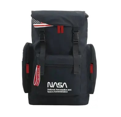 NASA Canvas Backpack 300D Material USB Charging Port - Black