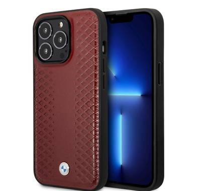 BMW Signature Collection Genuine Leather Case With Diamond Hot Stamp Pattern - Burgundy