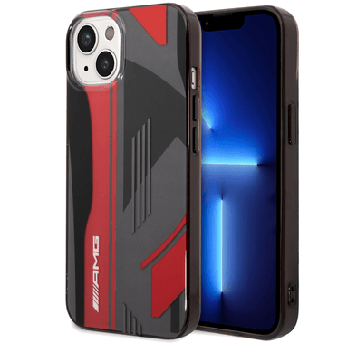 AMG Transparent Double Layer Case Expressive Graphic Design iPhone 14 Plus Compatibility - Black/Red