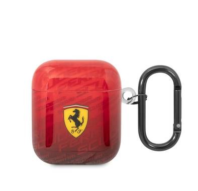 CG MOBILE Ferrari Case With Scuderia Ferrari Pattern Design compatible with Airpods 1/2 - Red