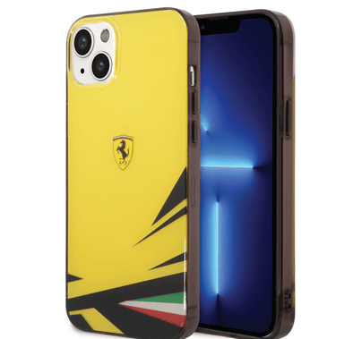 Ferrari PC/TPU Case with Double Layer Print iPhone 14 Plus Compatibility - Yellow