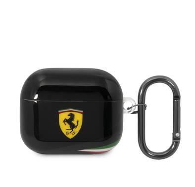 CG MOBILE Ferrari TPU Case with Double Layer Design Shockproof Case Cover Portable & Protective with Scratch Protection, Resistant to Damage Compatible with Airpods 3 - Black