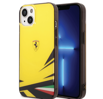 Ferrari PC/TPU Case with Double Layer Print iPhone 14 Compatibility - Yellow