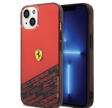 Ferrari PC/TPU IML Case with Bottom Scuderia Allover Print iPhone 14 Plus Compatibility - Red