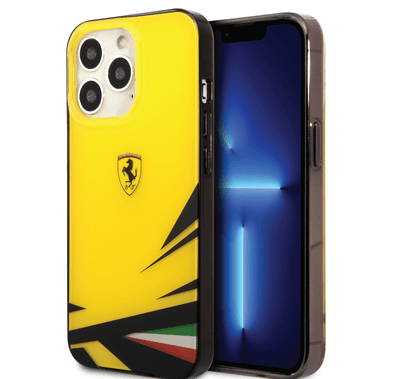 Ferrari PC/TPU Case with Double Layer Print iPhone 14 Pro Compatibility - Yellow