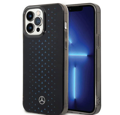 Mercedes-Benz Double Layer PC/TPU Case with Large Star Pattern iPhone 14 Pro Compatibility - Blue