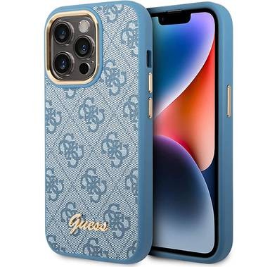 Guess PC/TPU 4G PU Case with Metal Camera Outline & Buttons iPhone 14 Pro Compatibility - Blue