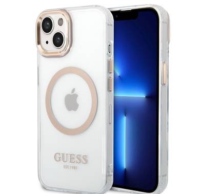 Guess Magsafe Compatibility Transparent Outline iPhone 14 Compatibility - Gold