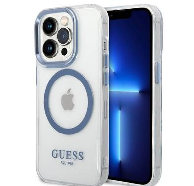 Guess Magsafe Compatibility Transparent Outline iPhone 14 Pro Compatibility - Blue