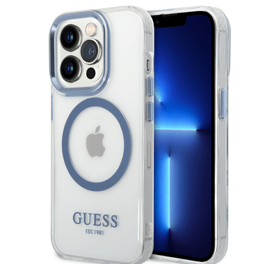 Guess Magsafe Compatibility Transparent Outline iPhone 14 Pro Max Compatibility - Blue