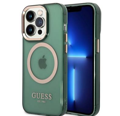 Guess Magsafe Case With Translucent Gold Outline - iPhone 14 Pro - Kaki