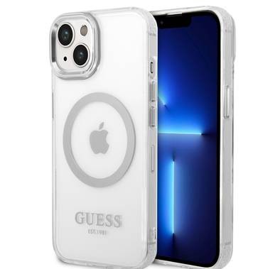 Guess Magsafe Compatibility Transparent Outline iPhone 14 Plus Compatibility - Silver