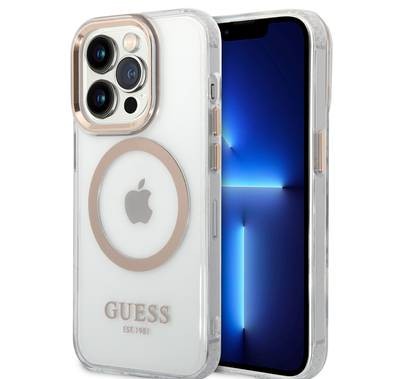 Guess Magsafe Compatibility Transparent Outline iPhone 14 Pro Compatibility - Gold