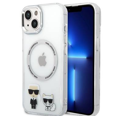 Karl Lagerfeld Magsafe Compatibility PC/TPU Case with Ring Wireless Chargeable iPhone 14 Plus Compatibility - White