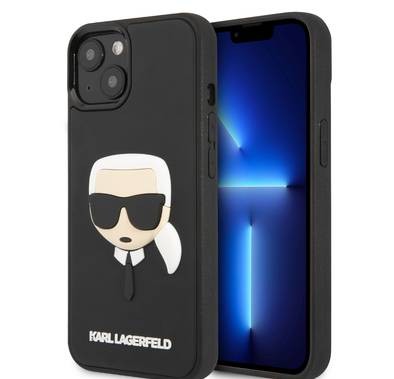 Karl Lagerfeld Case Silicone with 3D Rubber Karl Head Protector iPhone 14 Plus Compatibility - Black