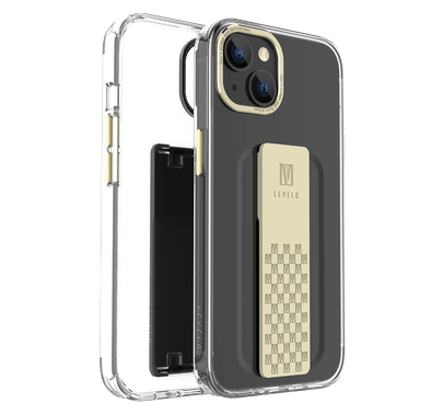 Levelo Graphia IMD Clear Case With Extra Grip - iPhone 14 Plus - Champagne Gold