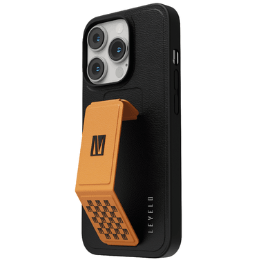 Levelo Morphix Gripstand PU Leather Case - iPhone 14 Pro Max - Orange