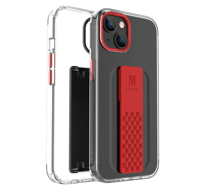 Levelo Graphia IMD Clear Case With Extra Grip - iPhone 14 - Red