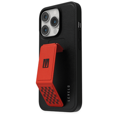 Levelo Morphix Gripstand PU Leather Case - iPhone 14 Pro - Red