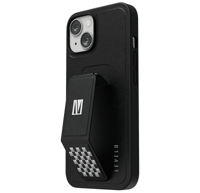 Levelo Morphix Gripstand PU Leather Case - iPhone 14 Plus - Black