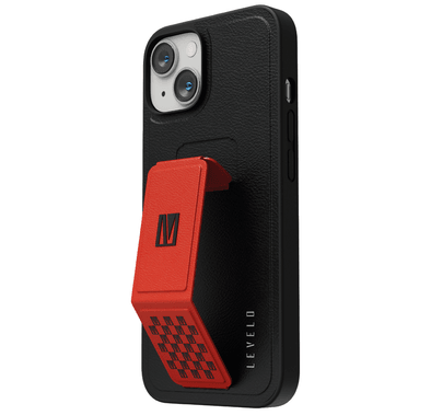 Levelo Morphix Gripstand PU Leather Case - iPhone 14 - Red