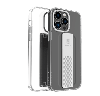 Levelo Graphia IMD Clear Case With Extra Grip - iPhone 14 Pro Max - Silver