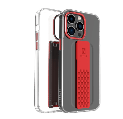 Levelo Graphia IMD Clear Case With Extra Grip - iPhone 14 Pro Max - Red